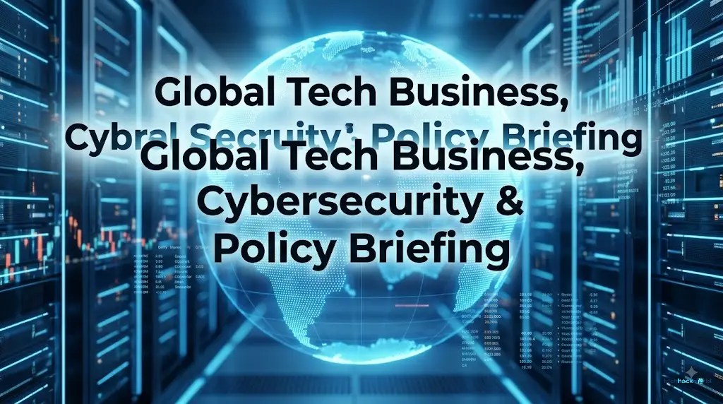 Cinematic wide-angle shot of a glowing blue digital globe intertwined with financial data streams and server architecture, representing global tech and cybersecurity.