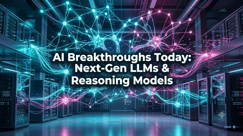 Cinematic wide-angle view of a glowing neural network architecture expanding through a futuristic data center with cyan and magenta volumetric lighting.